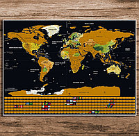 Скретч карта Мира с флагами стран, 82х59см, фото 1