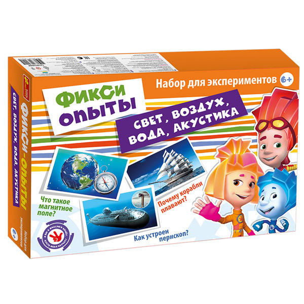 Ranok 12187008Р Набор для экспериментов "Фикси Опыты: Свет, Воздух, Вода, Акустика"