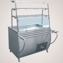 Прилавок холодильный ПВВ(Н)-70Т-01 (открытый, 3 полки, подсветка, охлажд. ванна h-85мм., 1500 мм.)