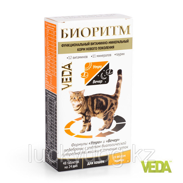 Биоритм Витаминно-минеральный комплекс для кошек со вкусом курицы, 48таб. - фото 2 - id-p3837584