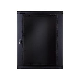 Шкаф настенный 15U,  цвет чёрный, передняя дверь стеклянная (тонированная)