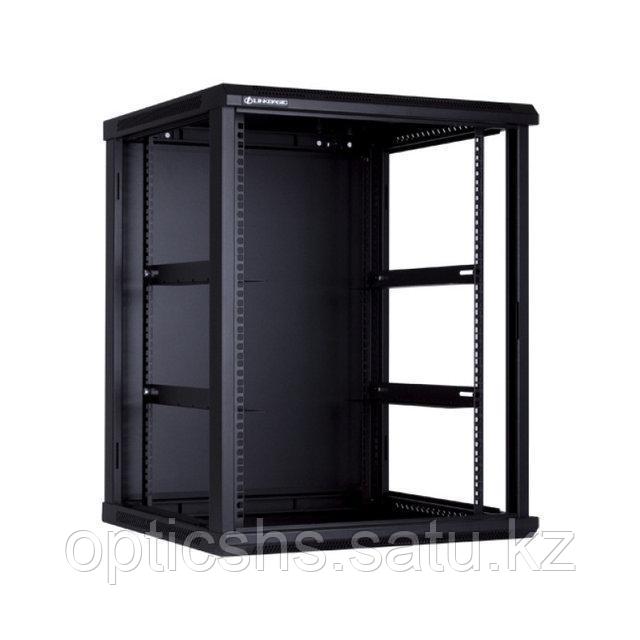 Шкаф настенный 15U, цвет чёрный, передняя дверь стеклянная (тонированная) - фото 2 - id-p55555657