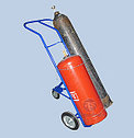 ГБ-2, тележка для перевозки двух баллонов: кислород, ацетилен, углекислота и. Колеса литые d250 + d160 опорное, фото 2