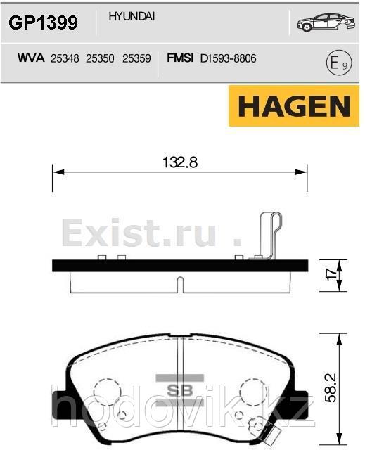 Тормозные колодки, передние Hyundai HAGEN CERAMIC Accent RB >11, Kia Rio UB >11 - фото 2 - id-p55094251