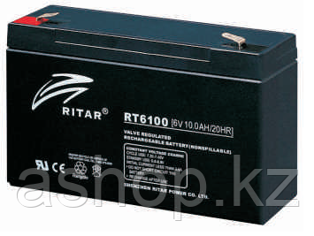 Батарея необслуживаемая (аккумулятор) Ritar RT6100 (6V 10 Ah), Емкость аккумулятора: 10 Ah, Разъемы: F1/F2