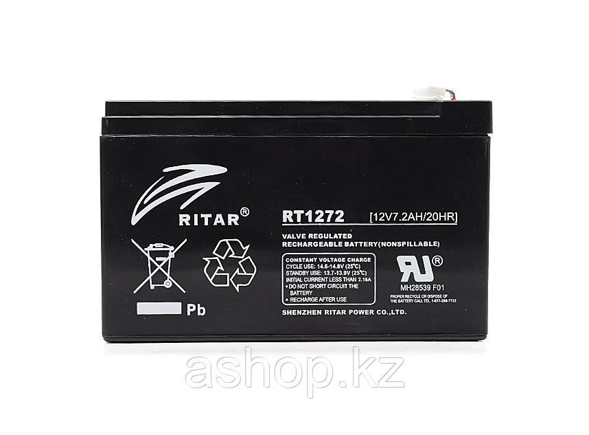 Батарея необслуживаемая (аккумулятор) Ritar RT1272 (12V 7,2 Ah), Емкость аккумулятора: 7,2 Ah, Разъемы: F1/F2