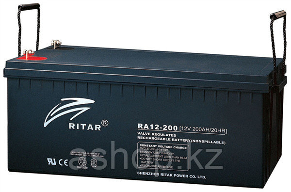 Батарея необслуживаемая (аккумулятор) Ritar RA12-200 (12V 200 Ah), Емкость аккумулятора: 200 Ah, Разъемы: F10/