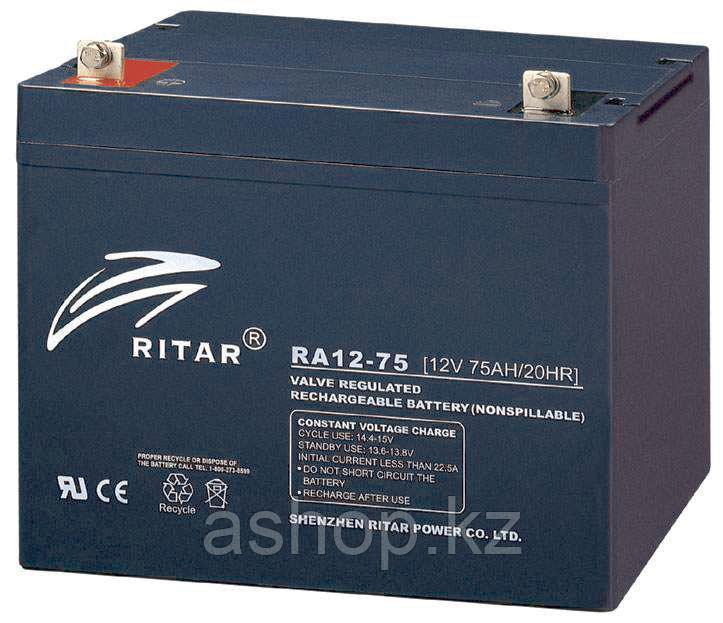 Батарея необслуживаемая (аккумулятор) Ritar RA12-75 (12V 75 Ah), Емкость аккумулятора: 75 Ah, Разъемы: F11/F15