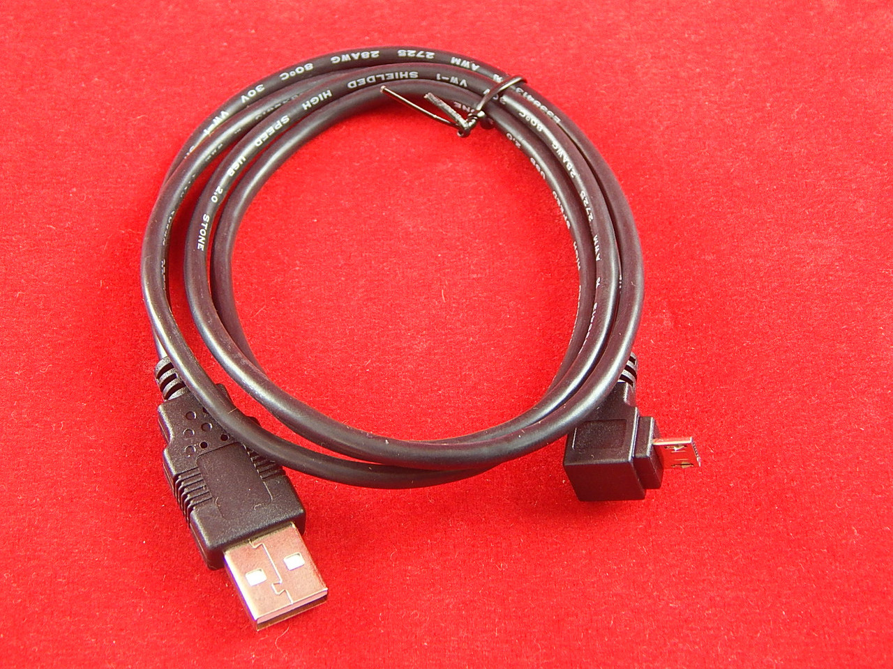 Кабель USB А - нижний угловой Micro B (1 м)