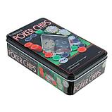 Набор для покера Professional Poker Chips: 100 фишек с номиналом, фишка дилера, металлическая коробка, фото 3