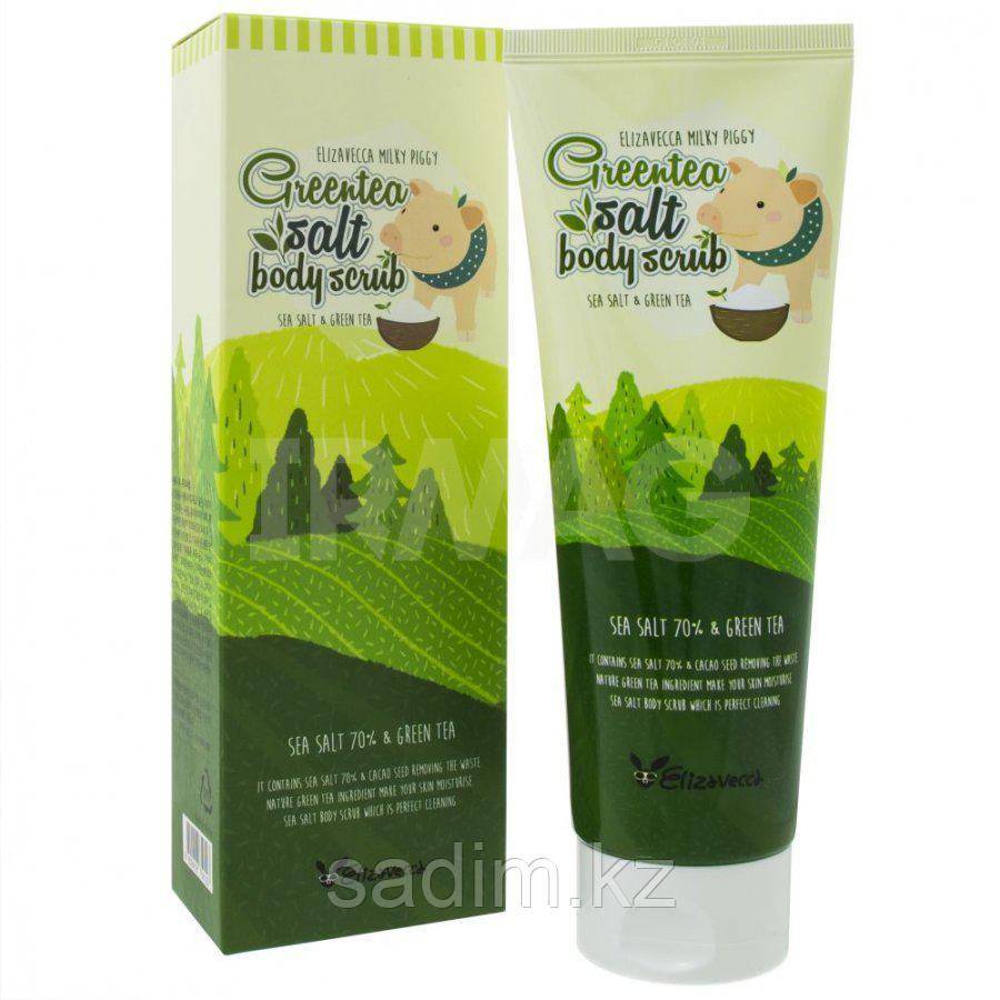 Elizavecca MIlky Piggy Green Tea Salt Body Scrub - Скраб с зеленым чаем и солью