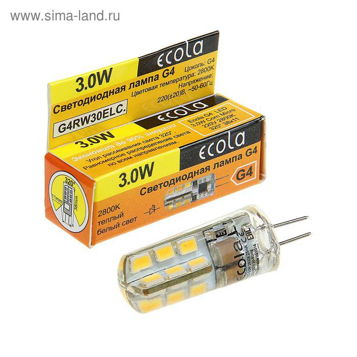 Лампа светодиодная Ecola Corn Micro, G4, 3 Вт, 220 В, 2800 K, 320°, 40 х 15 мм