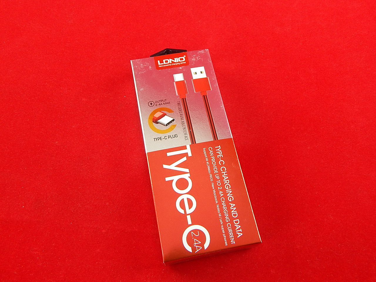 Кабель LDNIO USB Type-C - USB красный 1 м - фото 1 - id-p55836188
