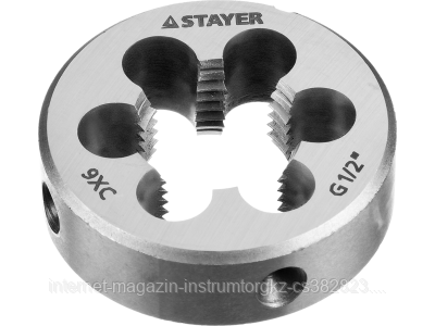 Плашка круглая ручная STAYER "MASTER", сталь 9ХС, для трубной резьбы G 1/2``