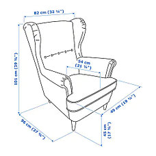 Кресло с подголовником СТРАНДМОН коричневый ИКЕА, IKEA, фото 2