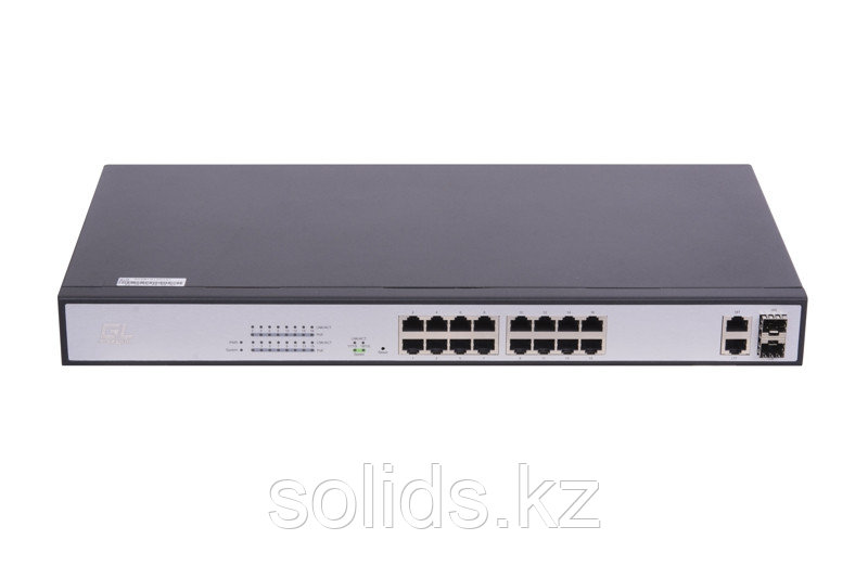 Коммутатор GIGALINK, Web Smart, 16 PoE (802.3af/at) портов 100Мб/с, 2 ComboSFP 1000Мб/с, 300Вт
