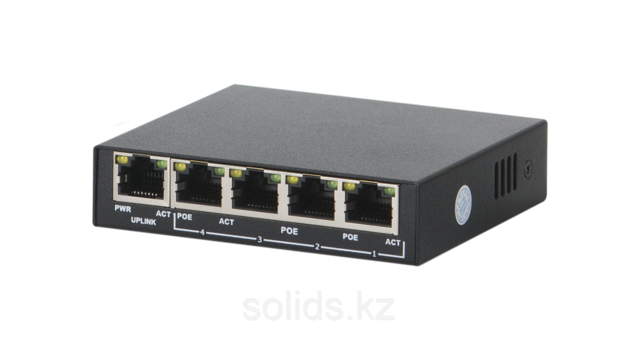 Коммутатор 4 PoE (802.3af) порта 100Мб/с, 1 Uplink порт 100Мб/с, 60Вт