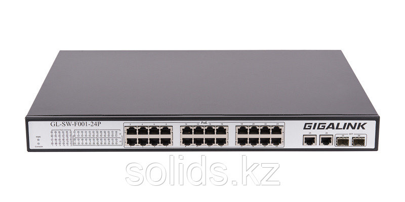 Коммутатор 24 PoE (802.3af/at) порта 100Мбит/с, 2 ComboSFP 1000Мбит/с, 400Вт