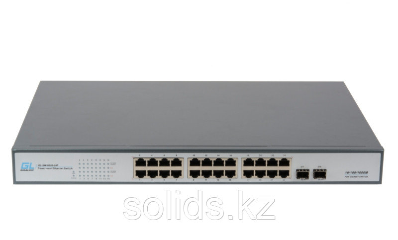 Коммутатор 24 PoE (802.3af/at) портов 1Гбит/с, 2 SFP, 250Вт