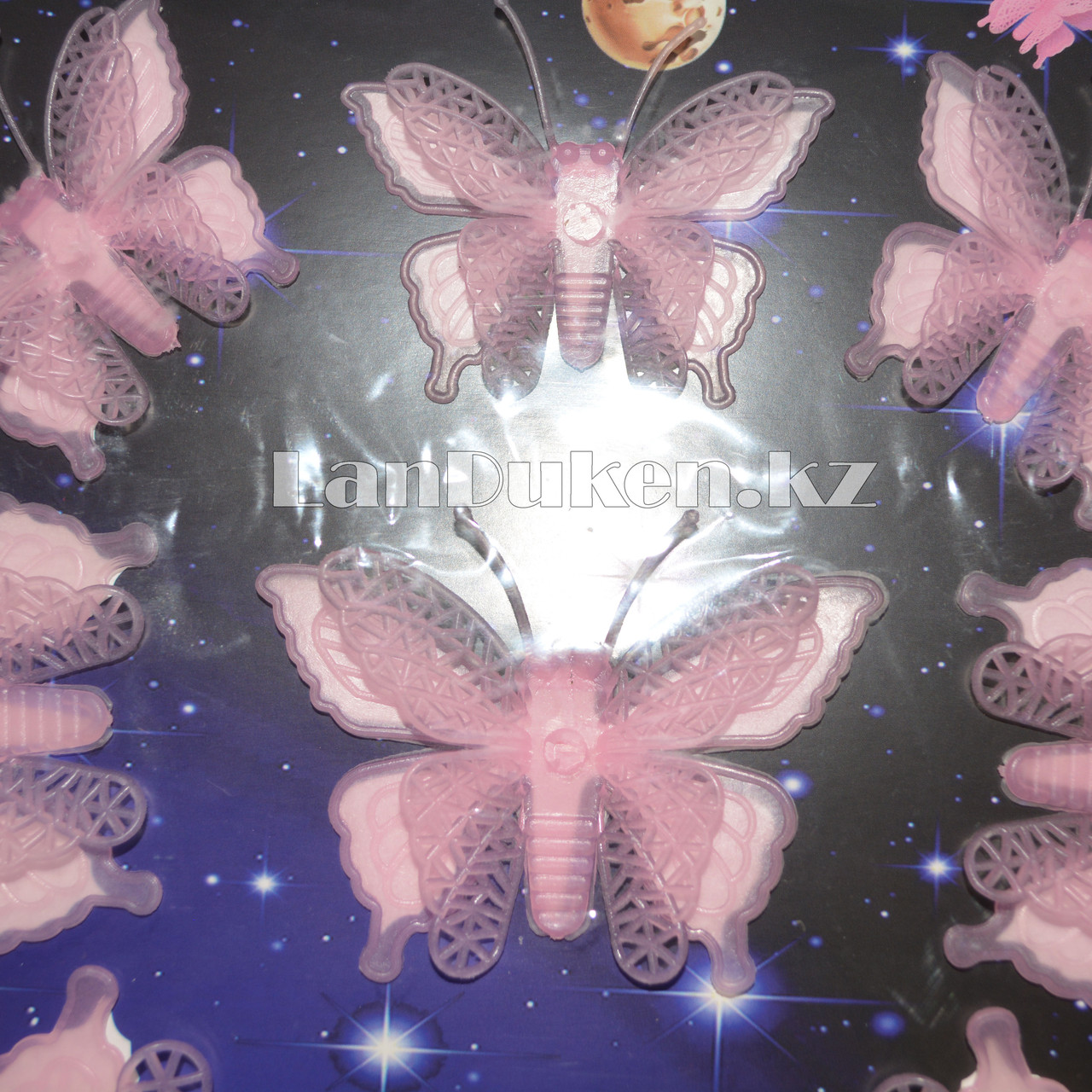 Фосфорные бабочки розовые 3D наклейки на потолок в детскую - фото 2 - id-p55909983