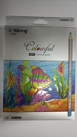 Карандаши цветные "Yalong"-Colourful. 18 цветов., фото 2