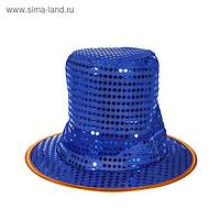 Карнавальная шляпа "Цилиндр", р-р 56-58, цвет синий