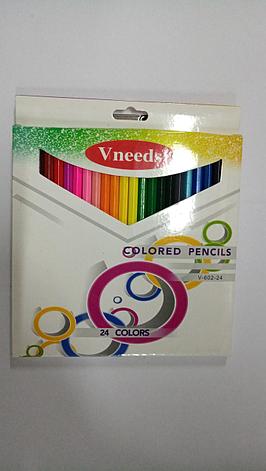 Карандаши цветные "Vneeds". 24 цветов., фото 2