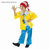 Карнавальный костюм "Буратино", рубашка, штаны, колпак, нос, р-р 56, рост 98-104 см