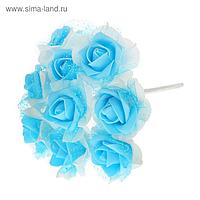 Букет d=17, 9 цветков, бело-голубой