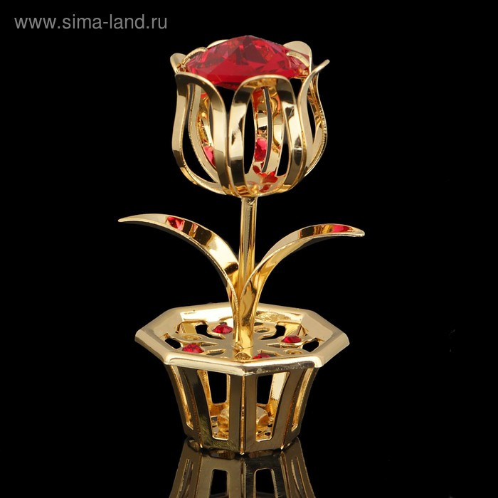 Сувенир «Цветок», 2×2×5 см, с кристаллами Сваровски
