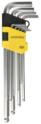 Набор STAYER Ключи "MASTER" имбусовые длинные, Cr-V, HEX 1,5-10 мм, 9 предметов, фото 2