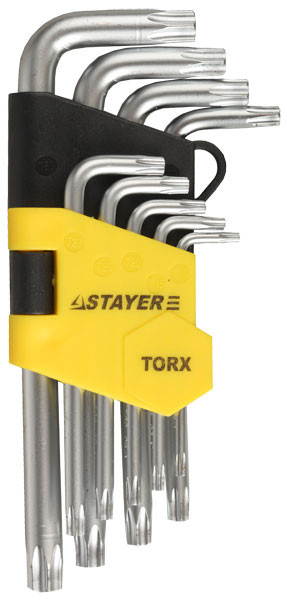 Набор STAYER Ключи "MASTER" имбусовые короткие, Cr-V, T2-T10 мм, 9 предметов - фото 1 - id-p3864271