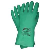 NITRAS 3450, химостойкие перчатки нитриловые, зелёные, длина 32 см