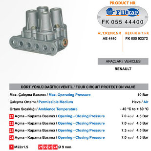 Клапан 4-х контурный Аналог AE4440 RVI 5010216965 Турция
