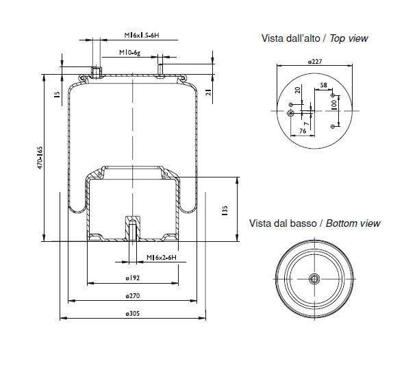 Пневмоподушка 887MK1 со стаканом DAF 0392022/1697684 Sabo