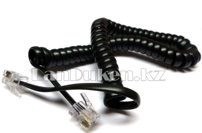 Крученый кабель для телефонной трубки с коннекторами RJ-9 48-170 см черный - фото 3 - id-p56057384