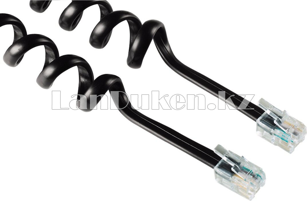 Крученый кабель для телефонной трубки с коннекторами RJ-9 48-170 см черный - фото 4 - id-p56057384