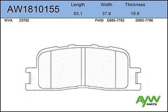 AYWIPARTS Колодки тормозные задние TOYOTA Camry(V30) 2.4-3.0 01&gt;