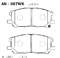 AKEBONO JAPAN Колодки передние Lexus RX300/330/350 >03, Toyota Highlander/Kluger 3.3 >05