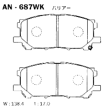 AKEBONO JAPAN Колодки передние Lexus RX300/330/350 &gt;03, Toyota Highlander/Kluger 3.3 &gt;05