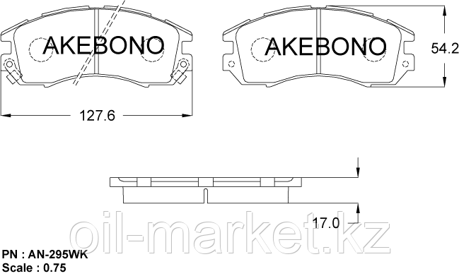 AKEBONO JAPAN AN-295WK Колодки тормозные передние Subaru Impreza 92-00, Legacy 89-99, фото 2