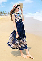 Женское летнее платье. Синий с цветочками, фото 1