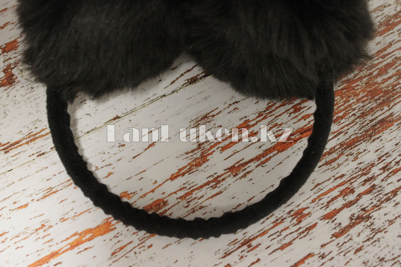 Меховые наушники с бантиком украшенный пайетками 18815-13 черные - фото 5 - id-p56108185