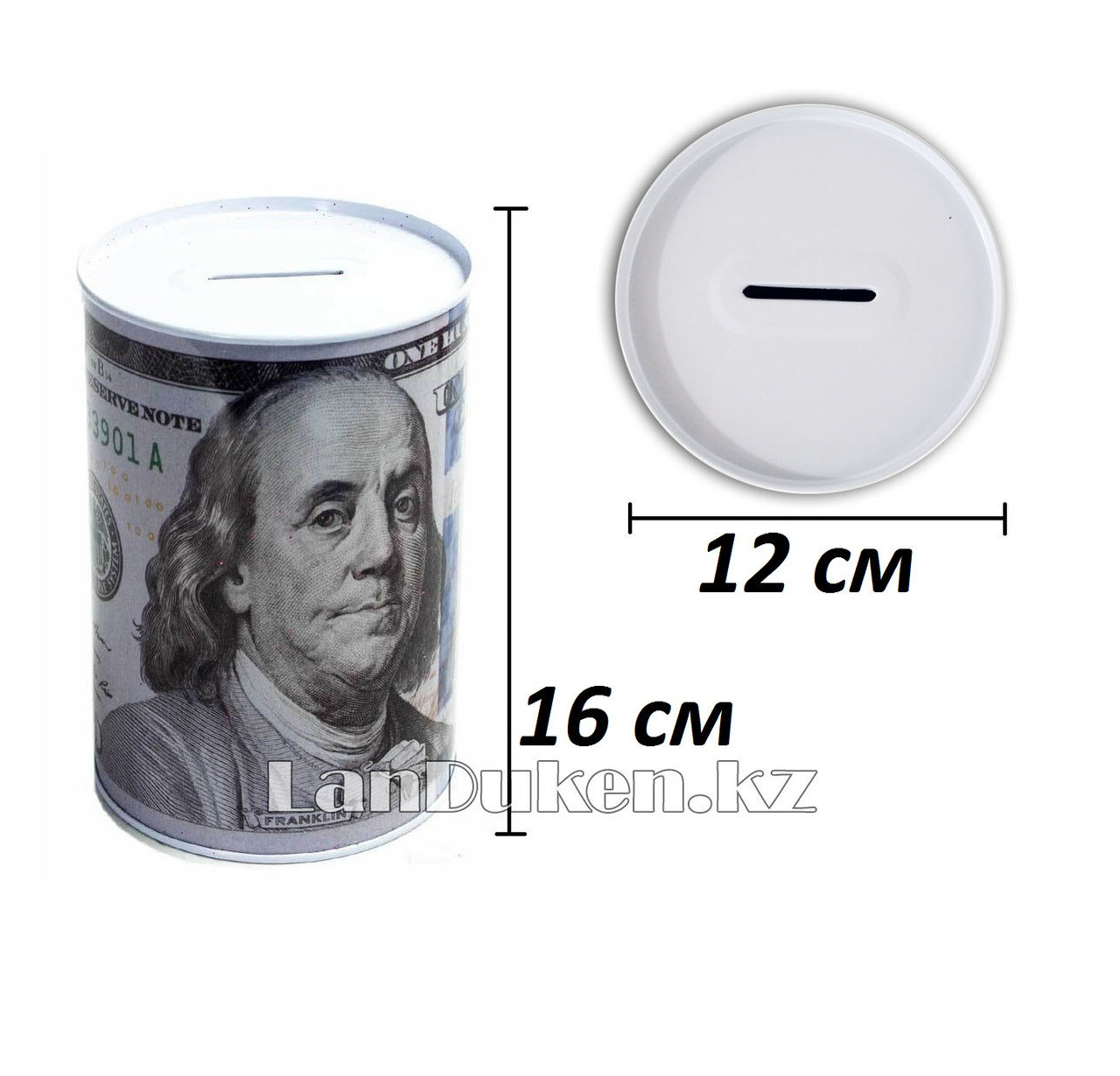 Копилка банка жестяная 100 долларов (16х12 см)