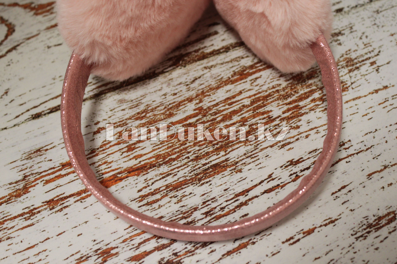 Меховые наушники с переливающейся тканью 18815-6 светло-розовые - фото 5 - id-p56108802