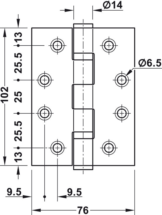 Петля для межкомнатных дверей цвет черный 102x76x3mm - фото 2 - id-p54039063