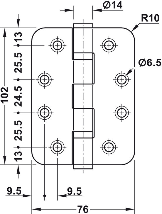 Петля для межкомнатных дверей цвет никиль 102x76x3mm - фото 2 - id-p54039065