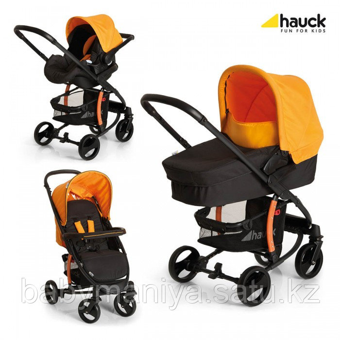 Коляска 3 в 1 Miami 4S Trio Set Hauck чёрно-оранжевая (Майами 3 в 1)