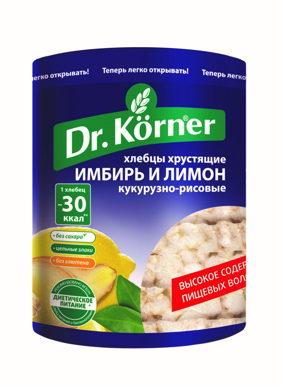 Хлебцы Dr.Korner «Злаковый коктейль «Имбирь и Лимон»