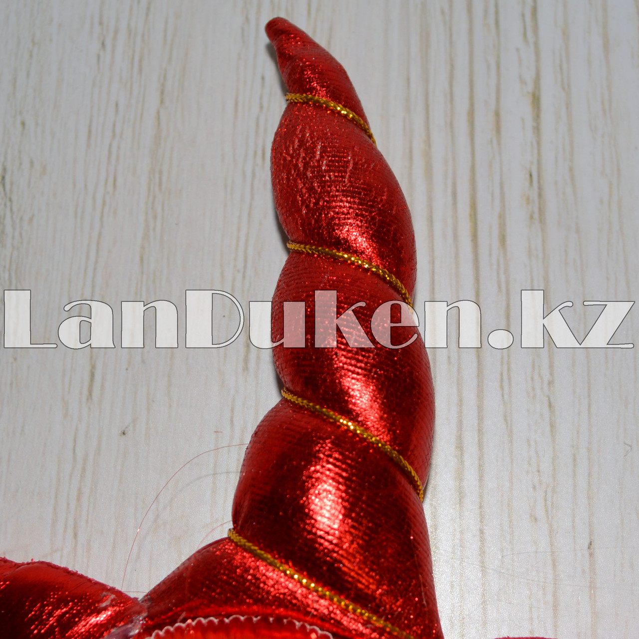 Ободок с рогом единорога ушками и челкой красный - фото 2 - id-p56194644